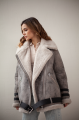 Women's jacket made of natural gray sheepskin in VINTAGE style